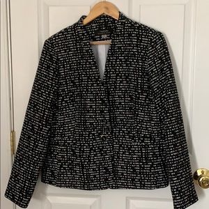 Tahari black and white textured blazer